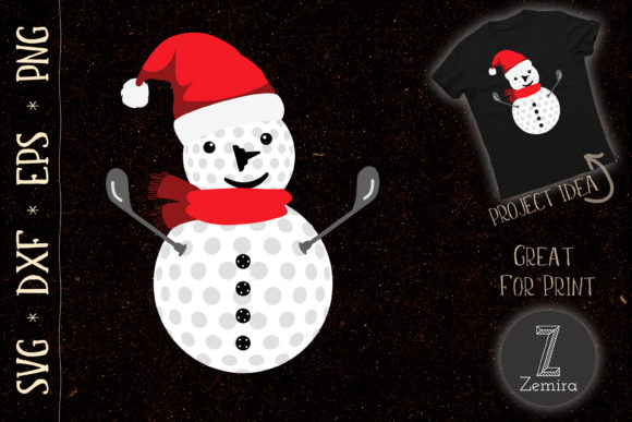 Funny Golfing Christmas SVG Snowman Ball Graphics